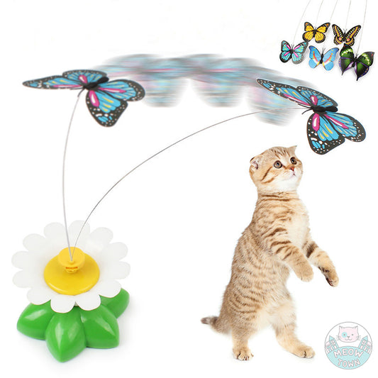 small rotating butterfly flower cat toy electronic interactive cat's favourite indoor adult cats and kittens