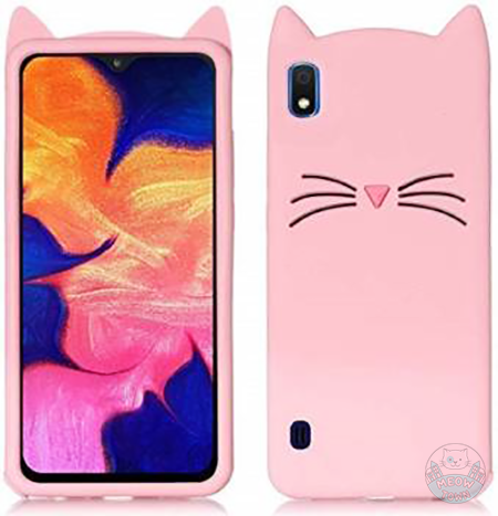 pink cat design cat ears silicone samsung case