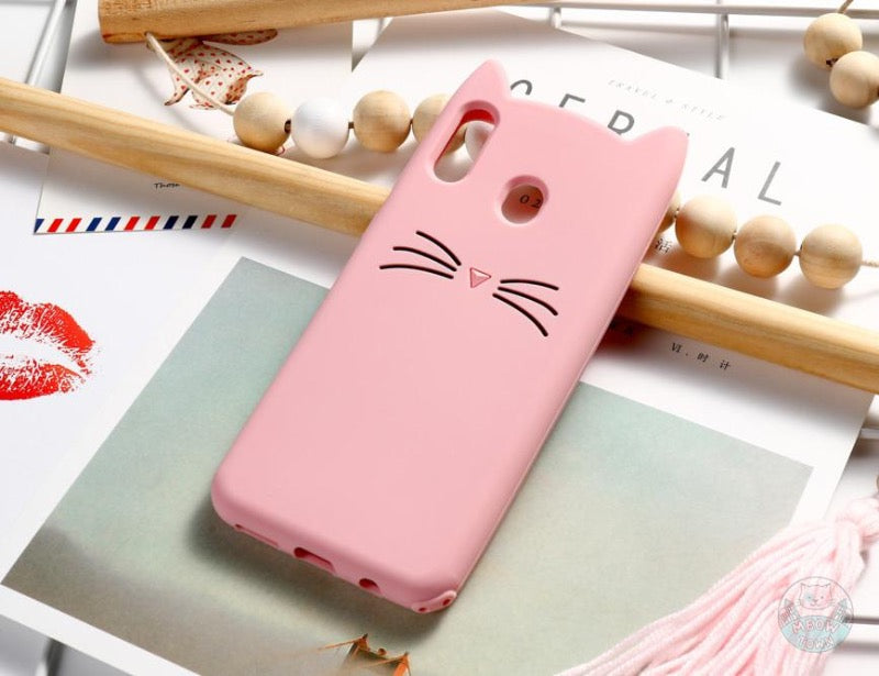cute cat samsung case black whiskers silicone case