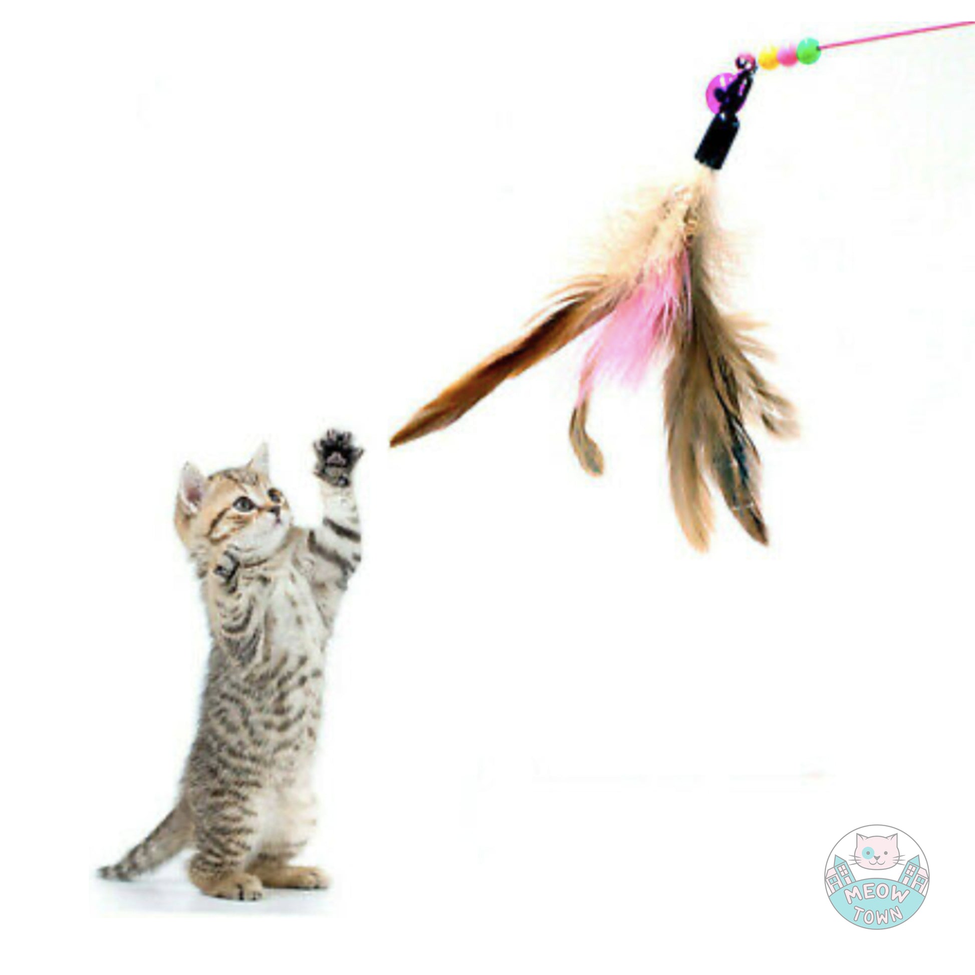 Bouncy rod teaser cat toy interactive toy feather bell