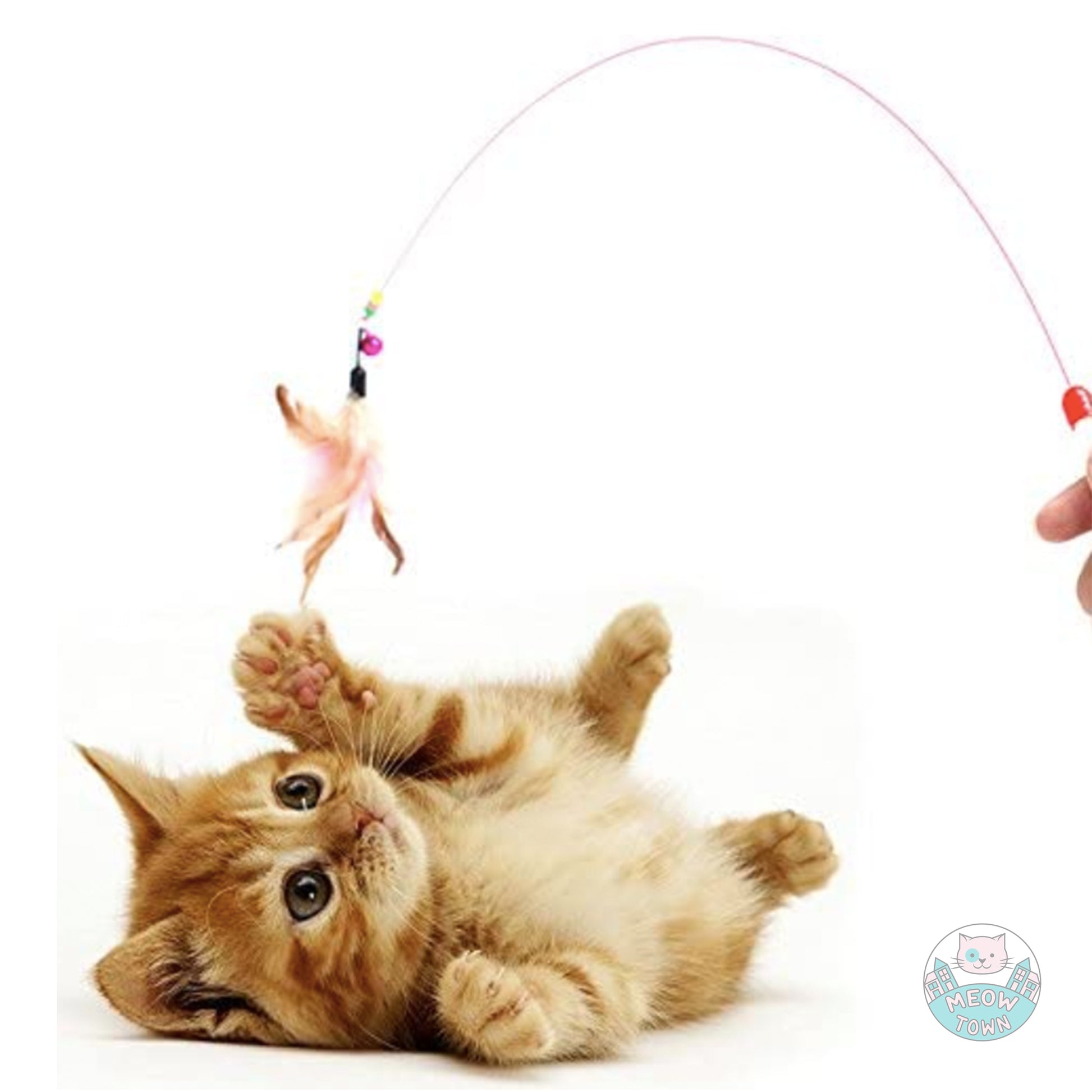Bouncy rod teaser cat toy interactive toy feather bell