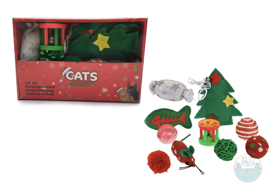 Cat toy box festive christmas present for cats kittens various toy collection