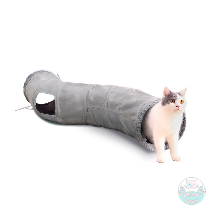 Cat tunnel for indoor adult cats or kittens with play ball collapsible