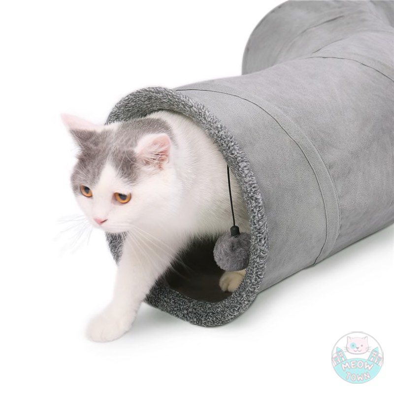 Cat tunnel for indoor adult cats or kittens with play ball collapsible